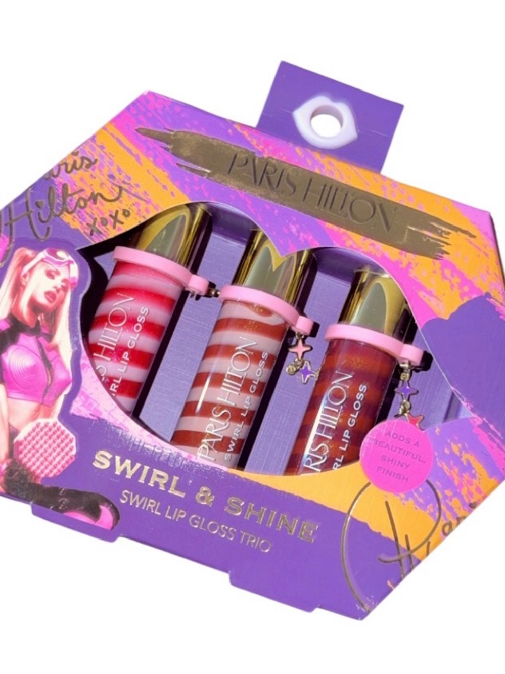 Paris Hilton Swirl & Shine Lip Gloss Trio - Pink/Red/Brown Shades